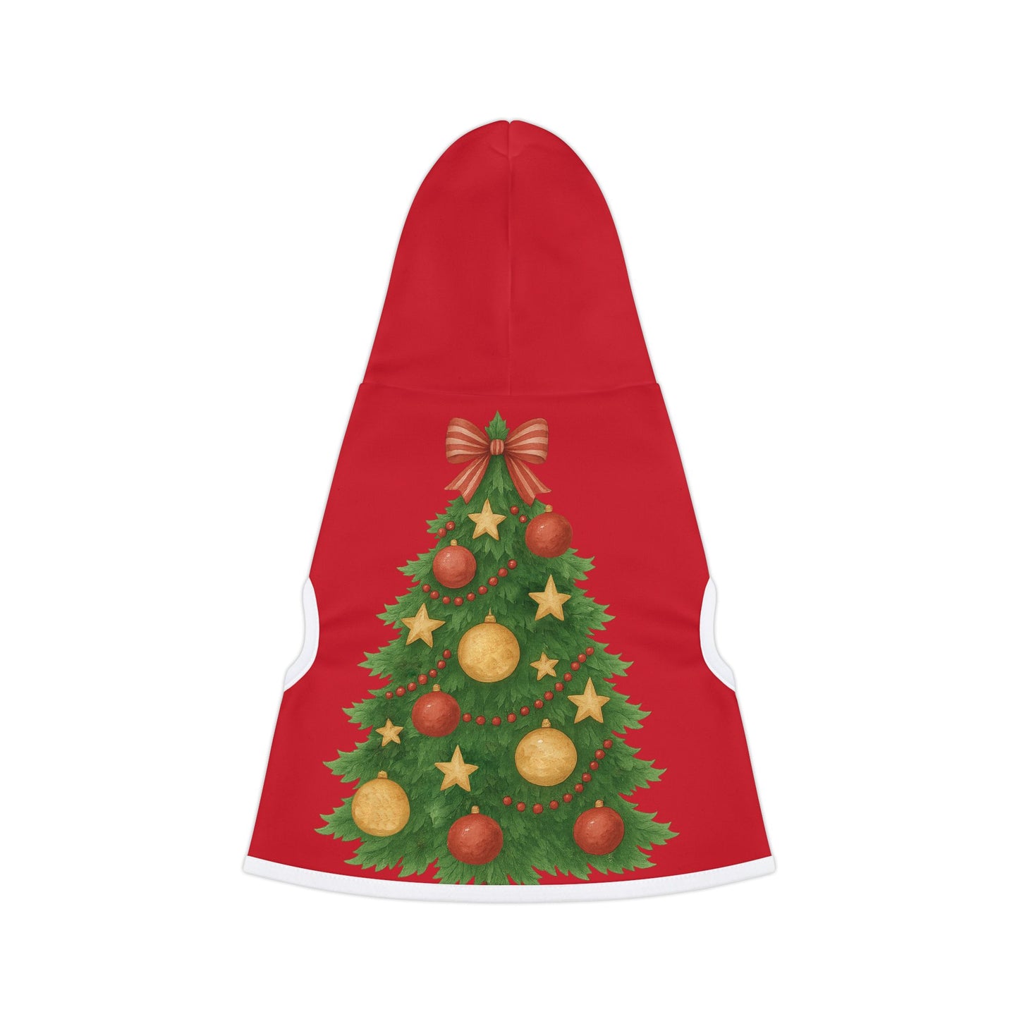Pet Hoodie - Festive Christmas Tree Dog & Cat Hoodie, Holiday Red Pet Sweatshirt