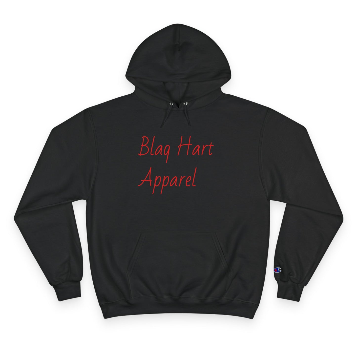 Champion Hoodie — Blag Hart Apparel Red Script Logo Hoodie